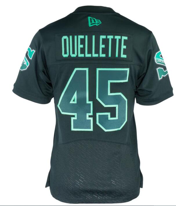 NCAA Men CUSTOM  Saskatchewan Roughrider #45 Ouellette NATION ALT black JERSEY